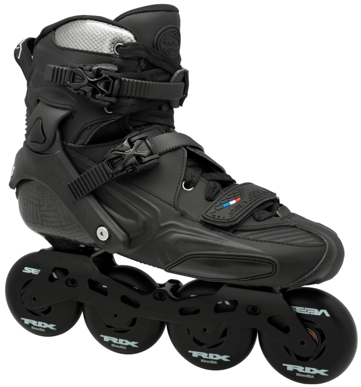 Seba Trix 80 Black inline skate for slalom and freestyle inline skating with 4 Trix wheels of 80 mm